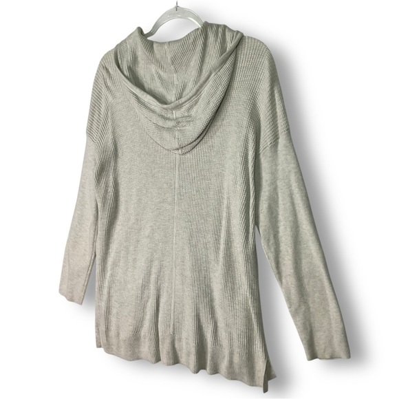 Talbots Waffle Knit Hooded Thermal Sweater 1X Full Zip Neutral Long Lightweight - Picture 9 of 11